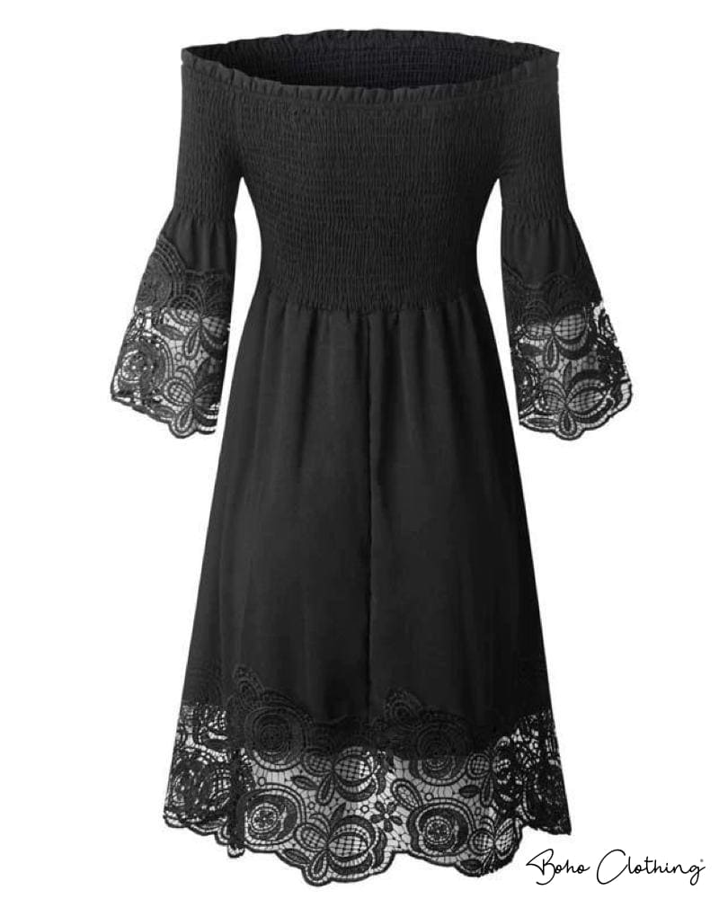 Black Boho Dress Short