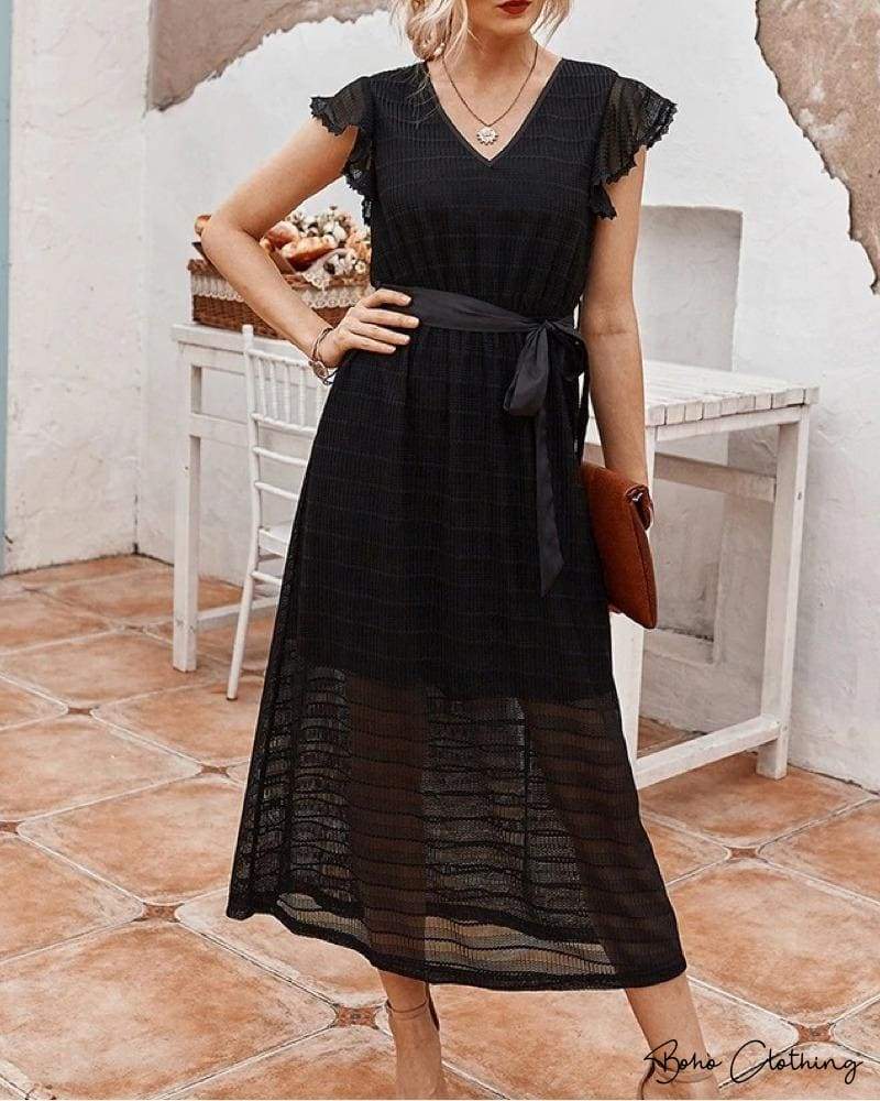 Long Black Boho Dress