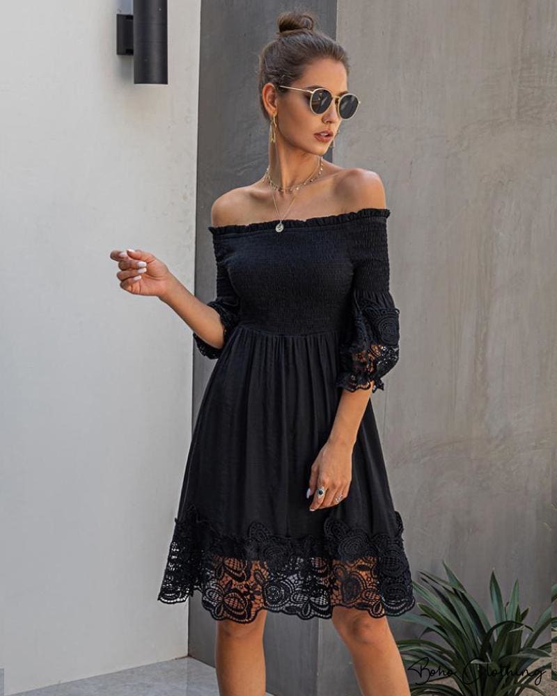 Black Boho Dress Short