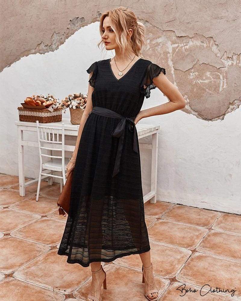 Long Black Boho Dress