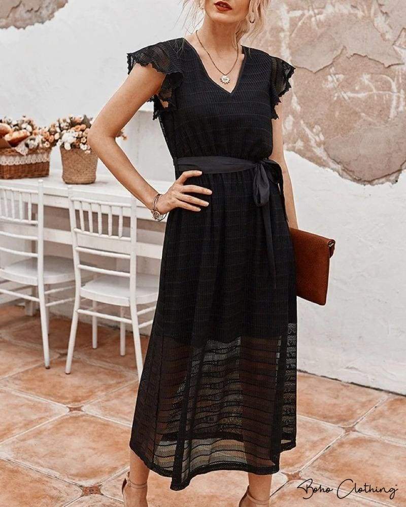 bohemian black lace maxi dress