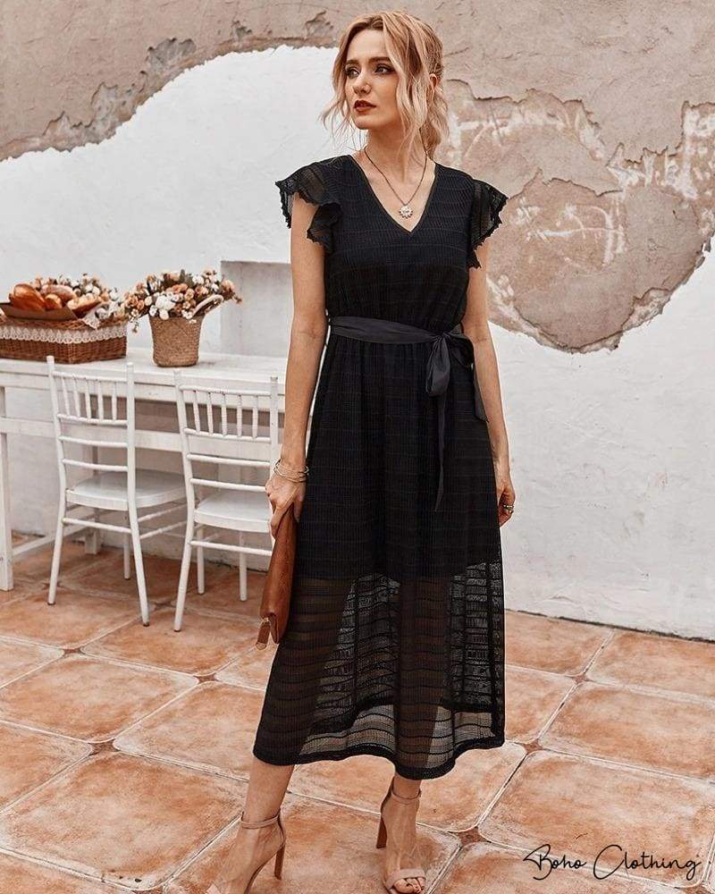 Long Black Boho Dress